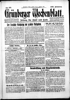 Gr&uuml;nberger Wochenblatt: Zeitung f&uuml;r Stadt und Land, No.20. ( 21. Januar 1930 )