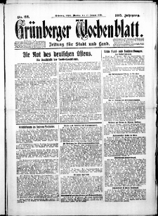 Gr&uuml;nberger Wochenblatt: Zeitung f&uuml;r Stadt und Land, No.22. ( 27. Januar 1930 )