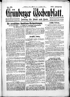 Gr&uuml;nberger Wochenblatt: Zeitung f&uuml;r Stadt und Land, No.23. ( 28. Januar 1930 )