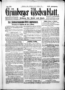 Gr&uuml;nberger Wochenblatt: Zeitung f&uuml;r Stadt und Land, No.24. ( 29. Januar 1930 )