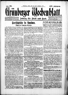 Gr&uuml;nberger Wochenblatt: Zeitung f&uuml;r Stadt und Land, No.28. ( 3. Februar 1930 )