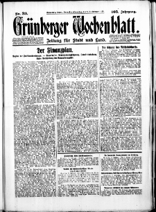Gr&uuml;nberger Wochenblatt: Zeitung f&uuml;r Stadt und Land, No.33. ( 8./ 9. Februar 1930 )