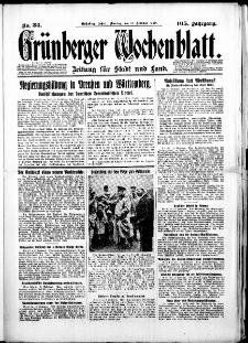 Gr&uuml;nberger Wochenblatt: Zeitung f&uuml;r Stadt und Land, No.34. ( 10. Februar 1930 )