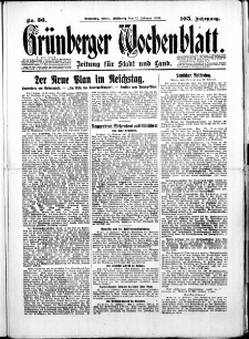 Gr&uuml;nberger Wochenblatt: Zeitung f&uuml;r Stadt und Land, No.36. ( 12. Februar 1930 )