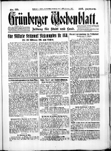Gr&uuml;nberger Wochenblatt: Zeitung f&uuml;r Stadt und Land, No.39. ( 15./ 16. Februar 1930 )