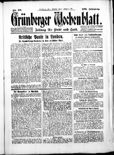 Gr&uuml;nberger Wochenblatt: Zeitung f&uuml;r Stadt und Land, No.40. ( 17. Februar 1930 )