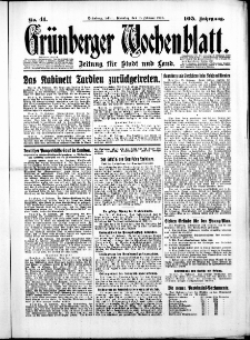 Gr&uuml;nberger Wochenblatt: Zeitung f&uuml;r Stadt und Land, No.41. ( 18. Februar 1930 )