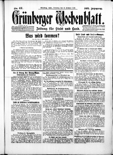 Gr&uuml;nberger Wochenblatt: Zeitung f&uuml;r Stadt und Land, No.47. ( 25. Februar 1930 )