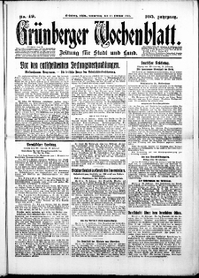 Gr&uuml;nberger Wochenblatt: Zeitung f&uuml;r Stadt und Land, No.49. ( 27. Februar 1930 )