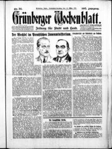 Gr&uuml;nberger Wochenblatt: Zeitung f&uuml;r Stadt und Land, No.51. ( 1./ 2. M&auml;rz 1930 )