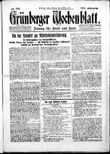Gr&uuml;nberger Wochenblatt: Zeitung f&uuml;r Stadt und Land, No.52. ( 3. M&auml;rz 1930 )