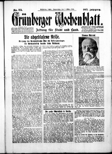 Gr&uuml;nberger Wochenblatt: Zeitung f&uuml;r Stadt und Land, No.55. ( 6. M&auml;rz 1930 )