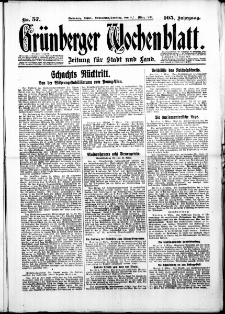 Gr&uuml;nberger Wochenblatt: Zeitung f&uuml;r Stadt und Land, No.57. ( 8./ 9. M&auml;rz 1930 )