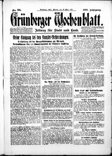 Gr&uuml;nberger Wochenblatt: Zeitung f&uuml;r Stadt und Land, No.58. ( 10. M&auml;rz 1930 )