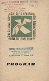 Dni Zielonej Góry: program [1965 r.]