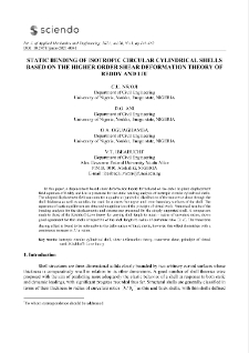 Static bending of isotropic circular cylindrical shells based on the higher order shear deformation theory of Reddy and Liu