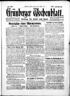 Gr&uuml;nberger Wochenblatt: Zeitung f&uuml;r Stadt und Land, No.68. ( 21. M&auml;rz 1930 )