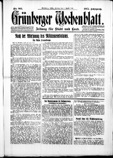 Gr&uuml;nberger Wochenblatt: Zeitung f&uuml;r Stadt und Land, No. 80. ( 4. April 1930 )
