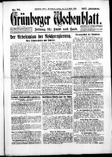 Gr&uuml;nberger Wochenblatt: Zeitung f&uuml;r Stadt und Land, No. 81. ( 5./ 6. April 1930 )