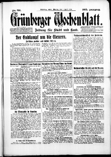 Gr&uuml;nberger Wochenblatt: Zeitung f&uuml;r Stadt und Land, No. 82. ( 7. April 1930 )