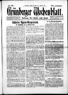 Gr&uuml;nberger Wochenblatt: Zeitung f&uuml;r Stadt und Land, No. 83. ( 8. April 1930 )