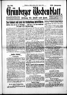 Gr&uuml;nberger Wochenblatt: Zeitung f&uuml;r Stadt und Land, No. 86. ( 11. April 1930 )