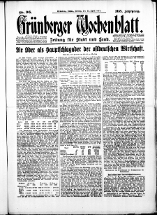 Gr&uuml;nberger Wochenblatt: Zeitung f&uuml;r Stadt und Land, No. 96. ( 25. April 1930 )