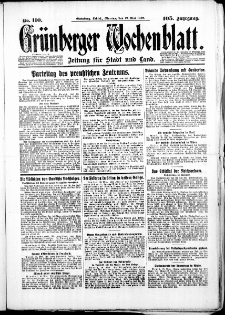 Gr&uuml;nberger Wochenblatt: Zeitung f&uuml;r Stadt und Land, No. 110. ( 12. Mai 1930 )
