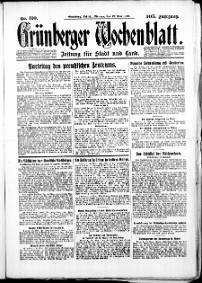 Grünberger Wochenblatt: Zeitung für Stadt und Land, No. 110. ( 12. Mai 1930 )