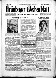 Gr&uuml;nberger Wochenblatt: Zeitung f&uuml;r Stadt und Land, No. 112. ( 14. Mai 1930 )