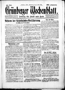 Gr&uuml;nberger Wochenblatt: Zeitung f&uuml;r Stadt und Land, No. 113. ( 15. Mai 1930 )