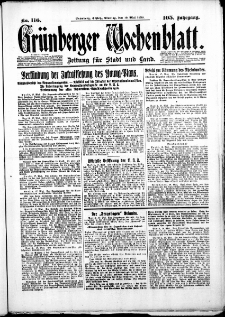 Gr&uuml;nberger Wochenblatt: Zeitung f&uuml;r Stadt und Land, No. 116. ( 19. Mai 1930 )