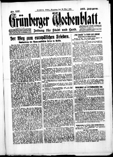 Gr&uuml;nberger Wochenblatt: Zeitung f&uuml;r Stadt und Land, No. 117. ( 20. Mai 1930 )