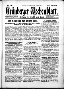 Gr&uuml;nberger Wochenblatt: Zeitung f&uuml;r Stadt und Land, No. 120. ( 23. Mai 1930 )