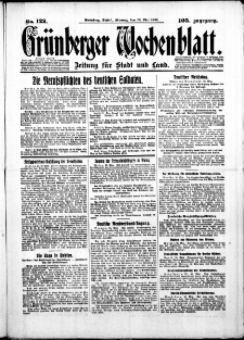 Gr&uuml;nberger Wochenblatt: Zeitung f&uuml;r Stadt und Land, No. 123. ( 27. Mai 1930 )