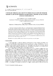 Unsteady MHD plane couette-poiseuille flow of fourth-grade fluid with thermal radiation, chemical reaction and suction effects