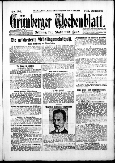 Gr&uuml;nberger Wochenblatt: Zeitung f&uuml;r Stadt und Land, No. 126. ( 31. Mai / 1. Juni 1930 )
