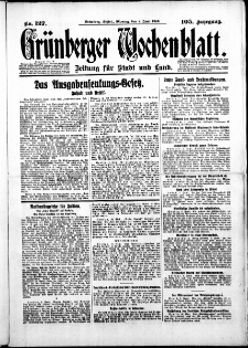 Gr&uuml;nberger Wochenblatt: Zeitung f&uuml;r Stadt und Land, No. 127. ( 2. Juni 1930 )