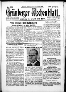 Gr&uuml;nberger Wochenblatt: Zeitung f&uuml;r Stadt und Land, No. 134. ( 11. Juni 1930 )