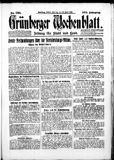 Gr&uuml;nberger Wochenblatt: Zeitung f&uuml;r Stadt und Land, No. 136. ( 13. Juni 1930 )