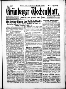 Gr&uuml;nberger Wochenblatt: Zeitung f&uuml;r Stadt und Land, No. 137. ( 14./ 15. Juni 1930 )