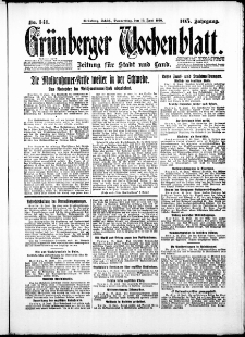 Gr&uuml;nberger Wochenblatt: Zeitung f&uuml;r Stadt und Land, No. 141. ( 19. Juni 1930 )