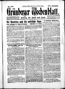 Gr&uuml;nberger Wochenblatt: Zeitung f&uuml;r Stadt und Land, No. 146. ( 25. Juni 1930 )