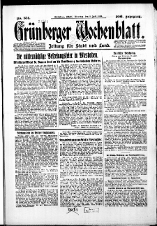Gr&uuml;nberger Wochenblatt: Zeitung f&uuml;r Stadt und Land, No. 151. ( 1. Juli 1930 )