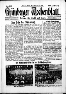 Gr&uuml;nberger Wochenblatt: Zeitung f&uuml;r Stadt und Land, No. 152. ( 2. Juli 1930 )