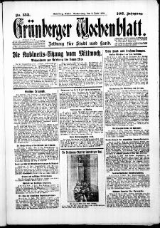 Gr&uuml;nberger Wochenblatt: Zeitung f&uuml;r Stadt und Land, No. 153. ( 3. Juli 1930 )