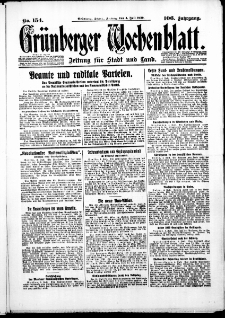 Gr&uuml;nberger Wochenblatt: Zeitung f&uuml;r Stadt und Land, No. 154. ( 4. Juli 1930 )