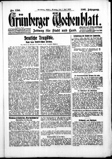Gr&uuml;nberger Wochenblatt: Zeitung f&uuml;r Stadt und Land, No. 156. ( 7. Juli 1930 )