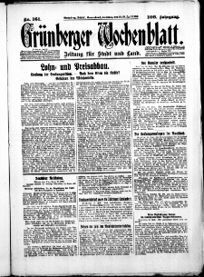 Gr&uuml;nberger Wochenblatt: Zeitung f&uuml;r Stadt und Land, No. 161. ( 12./ 13. Juli 1930 )