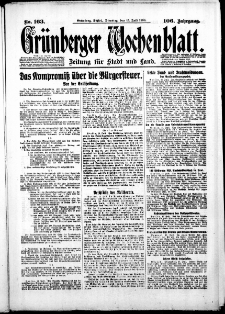 Gr&uuml;nberger Wochenblatt: Zeitung f&uuml;r Stadt und Land, No. 163. ( 15. Juli 1930 )